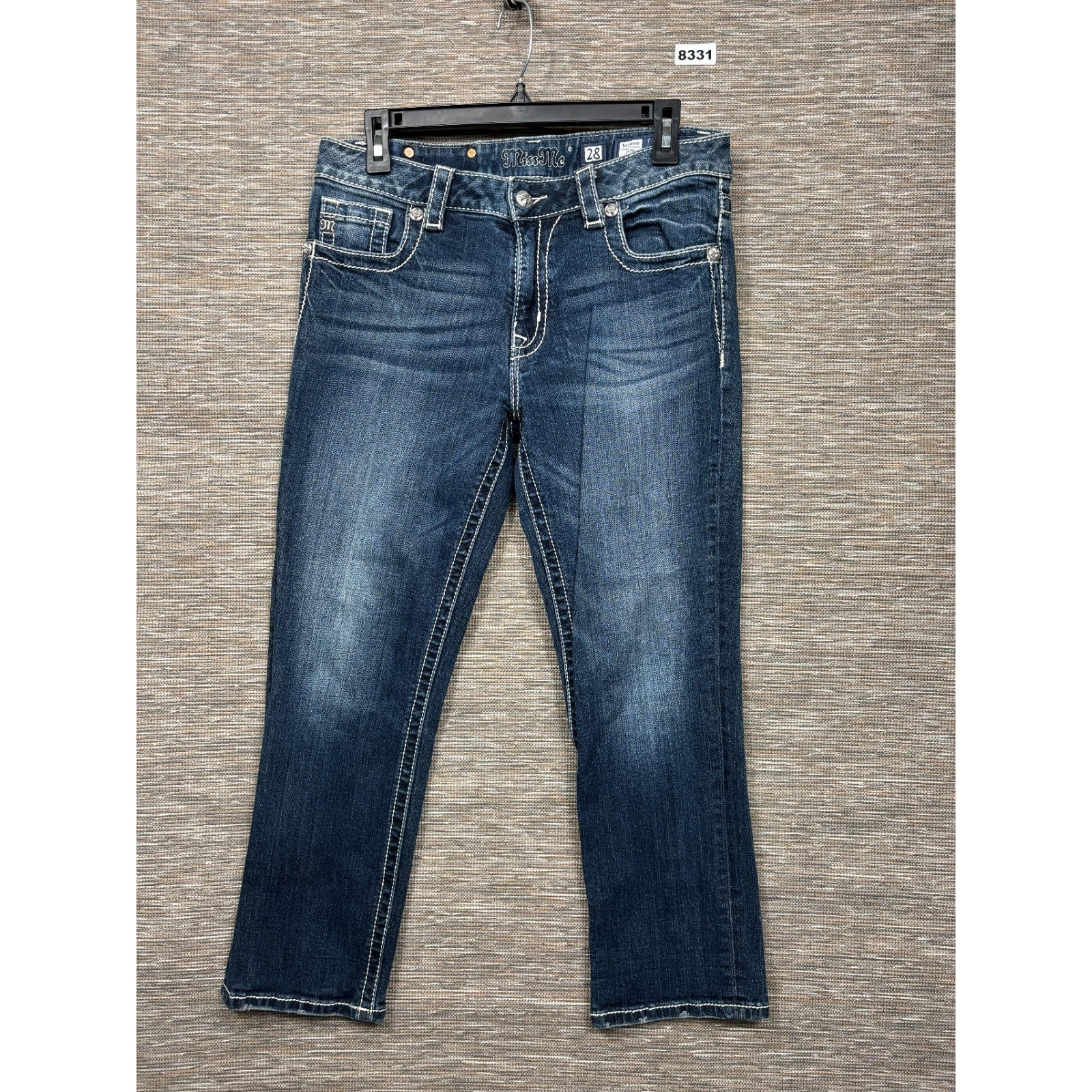 Miss Me Boyfriend Capri Jeans Womens Size 28 Blue Dark Wash Mid Rise Jb5151p55